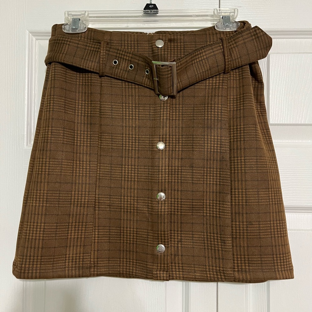 Brown Plaid Business Skirt